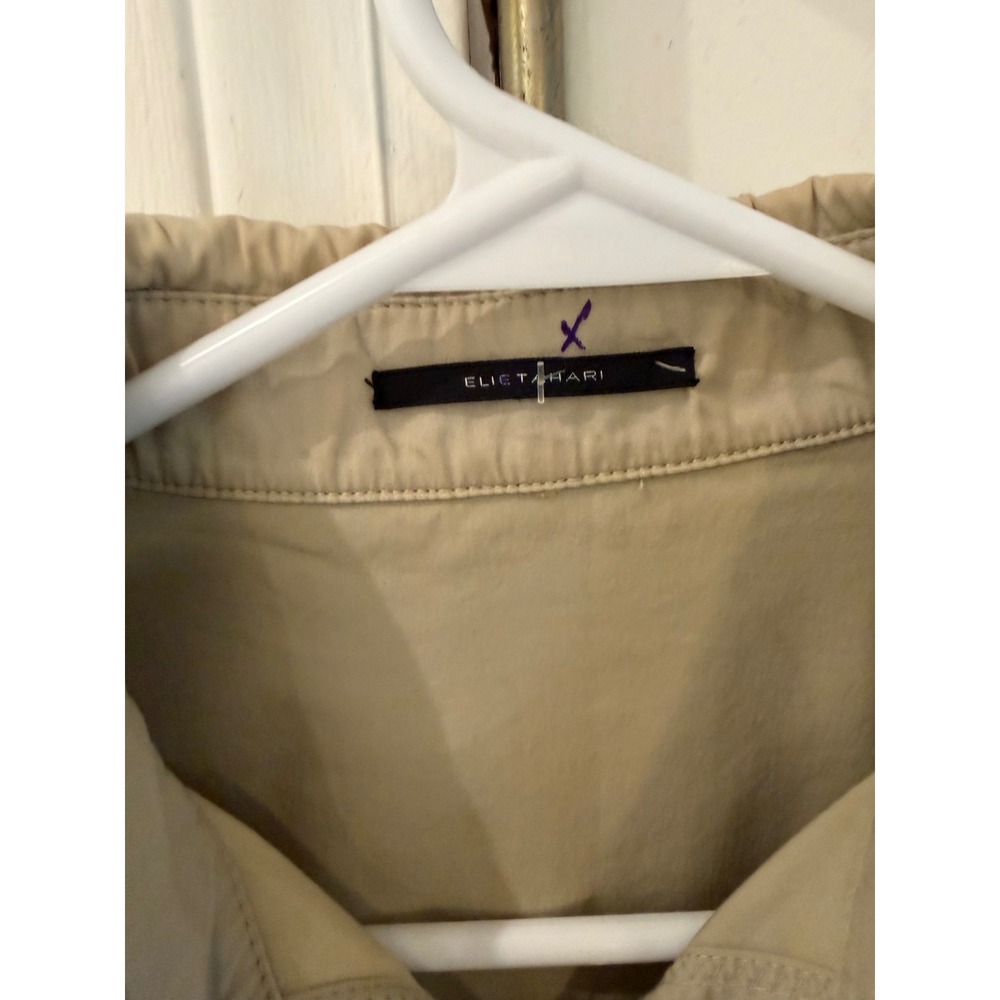 Elie Tahari Tan Khaki Button Down Utility Jacket Stitch Detail Pockets - Picture 4 of 4